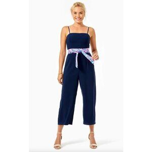 Lilly Pulitzer Navy Jumpsuit with Colorful Sash